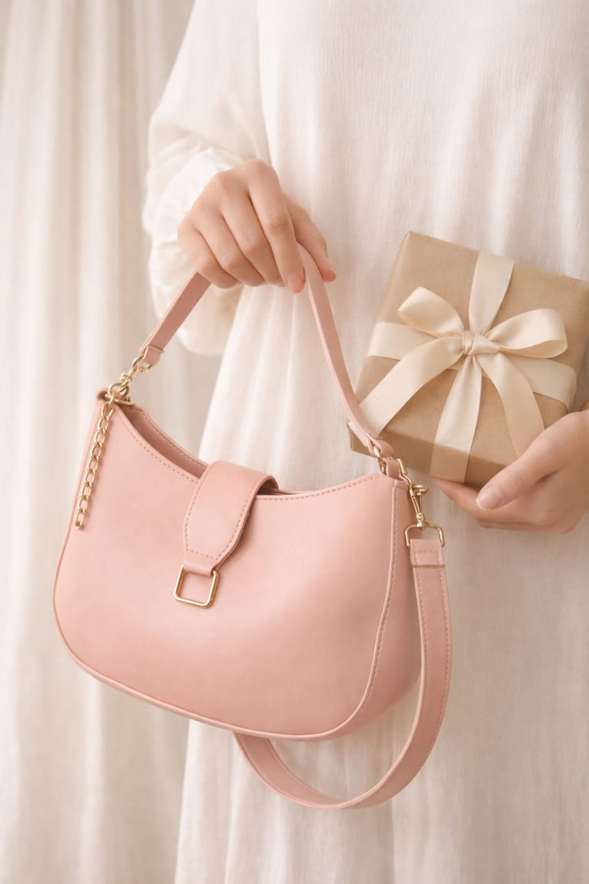 Faux Leather Buckle Shoulder Bag