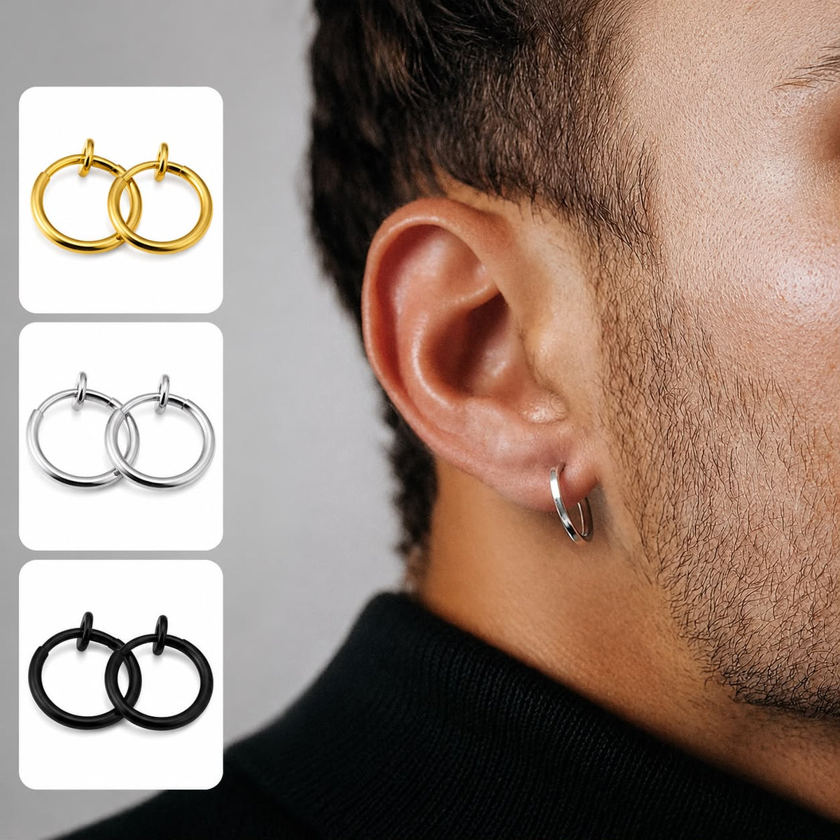 Pair Stailness Steel Spring Men's Earrings
