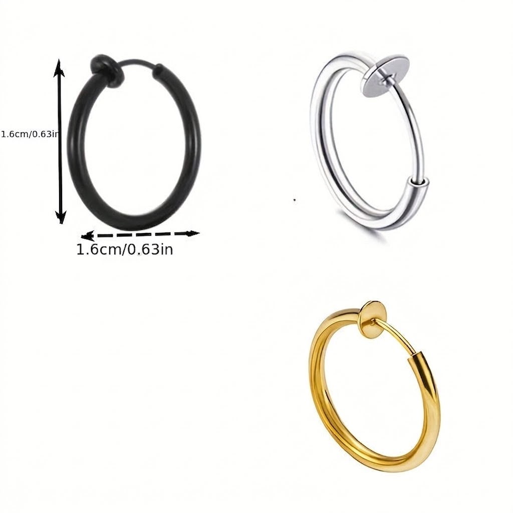 Pair Stailness Steel Spring Men's Earrings