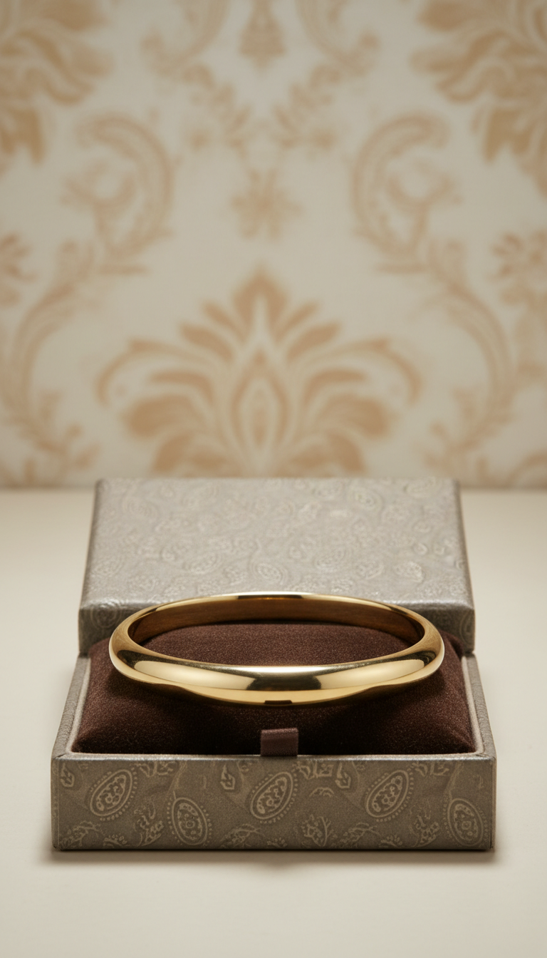 18K Sculpted Bangle With Embossed Motifs