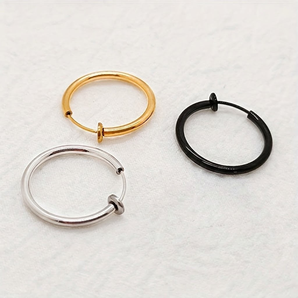 Pair Stailness Steel Spring Men's Earrings