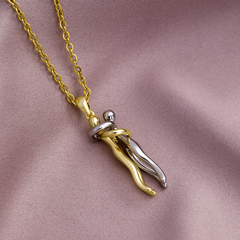 "Couple Hugging Pendant Necklace."