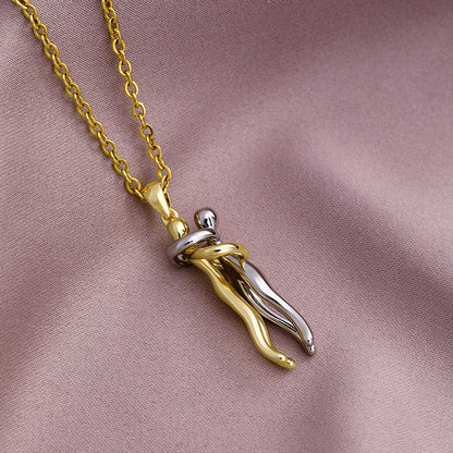"Couple Hugging Pendant Necklace."