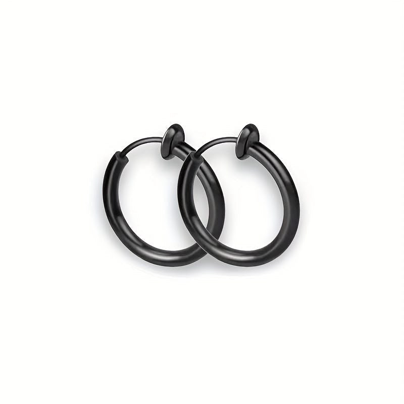 Pair Stailness Steel Spring Men's Earrings