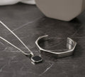 Octagonal Black Onyx With Hexagonal Silver Handcuff