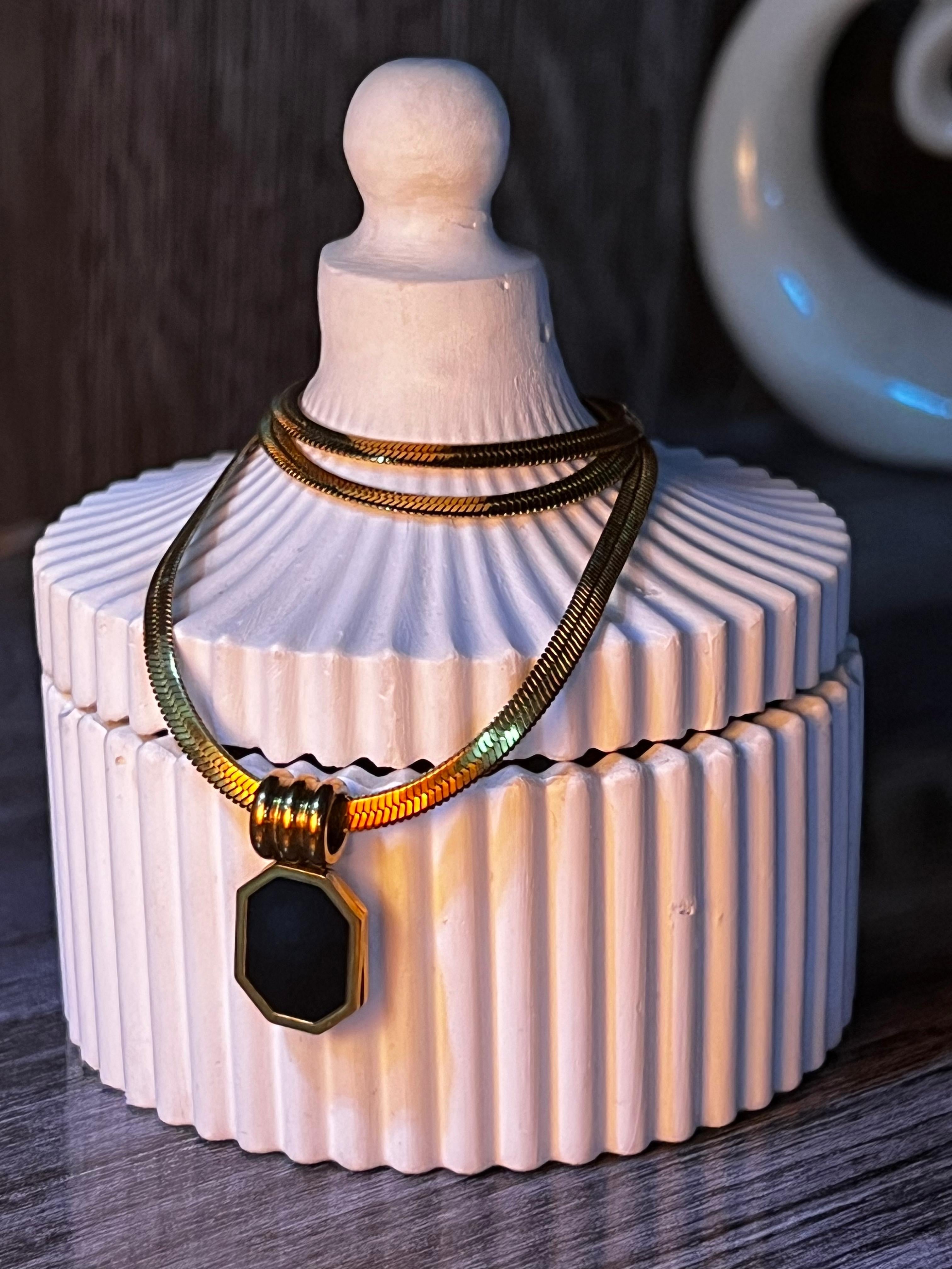 Midnight Octagon Snake Chain Pendant
