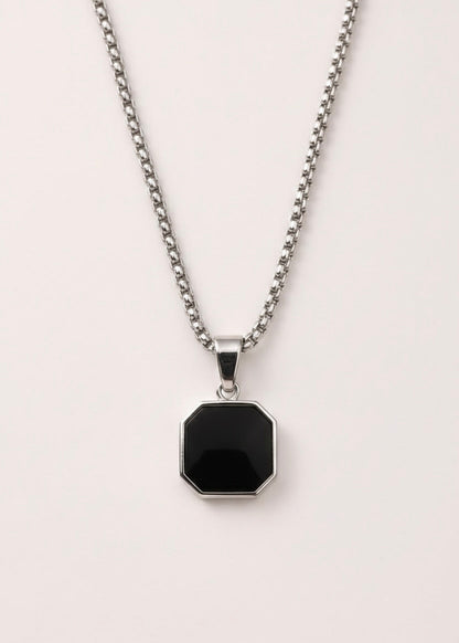 Black Onyx Octagon Pendant Necklace