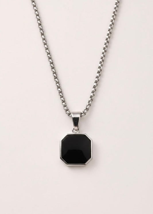Black Onyx Octagon Pendant Necklace