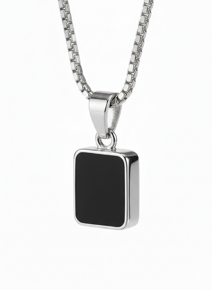 Rectangular Black Onyx Pendant Necklace