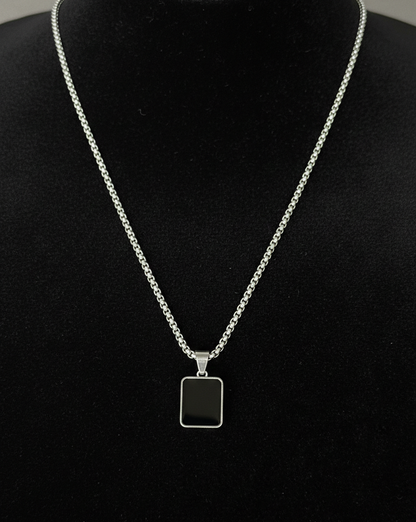 Rectangular Black Onyx Pendant Necklace