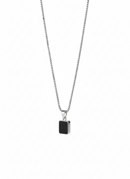Rectangular Black Onyx Pendant Necklace