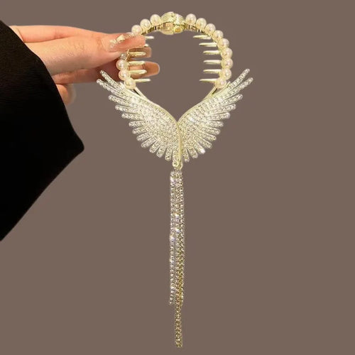 Angel Wings Crystal Hair Clip
