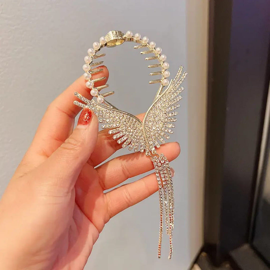 Angel Wings Crystal Hair Clip