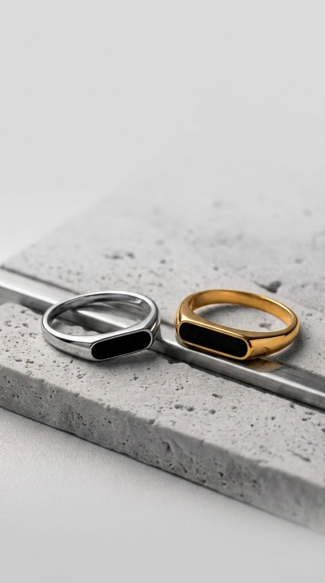 Minimal 24K Gold Plated  Epoxy Ring For Men/Women