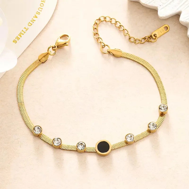 Gold Herringbone Bracelet with Snake Chain Bracelet