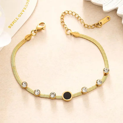 Gold Herringbone Bracelet with Snake Chain Bracelet