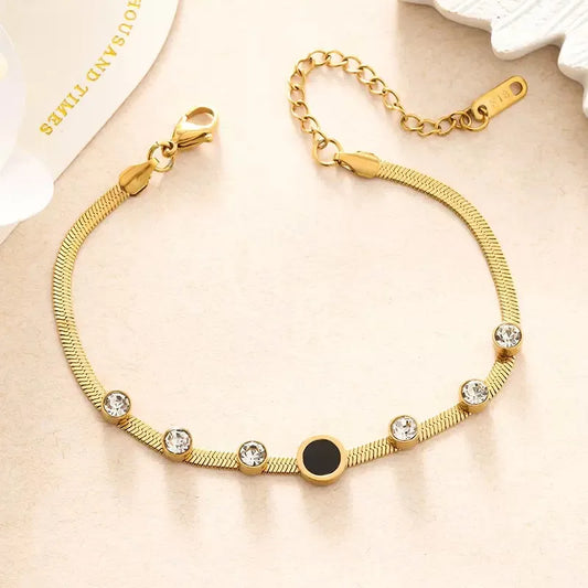 Gold Herringbone Bracelet with Snake Chain Bracelet