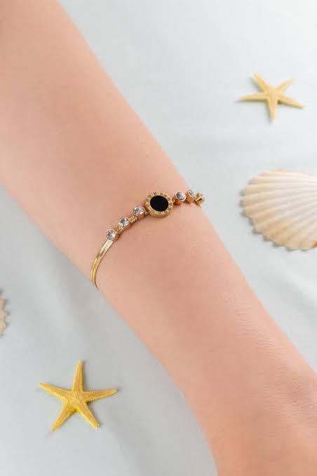 Gold Herringbone Bracelet with Snake Chain Bracelet