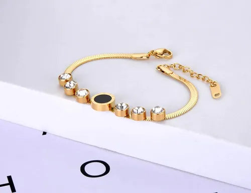 Gold Herringbone Bracelet with Snake Chain Bracelet