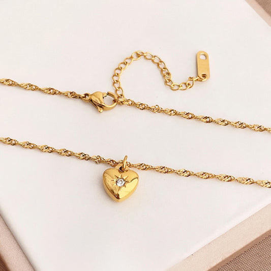 Celestial Heart Gold Twist Necklace