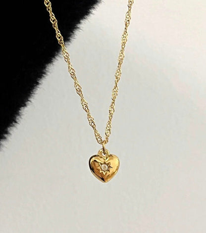 Celestial Heart Gold Twist Necklace