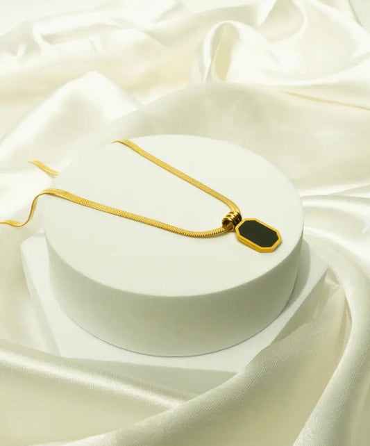 Midnight Octagon Snake Chain Pendant