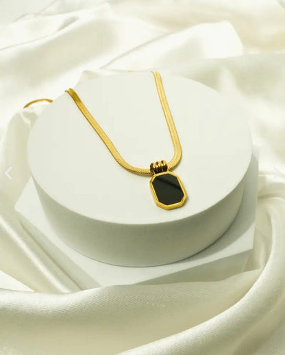 Midnight Octagon Snake Chain Pendant