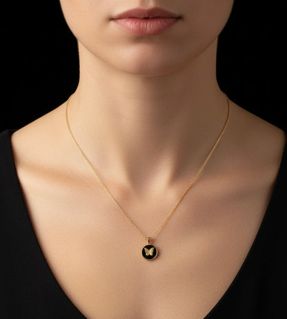 Golden Aura Circle Eclipse Butterfly Pendants