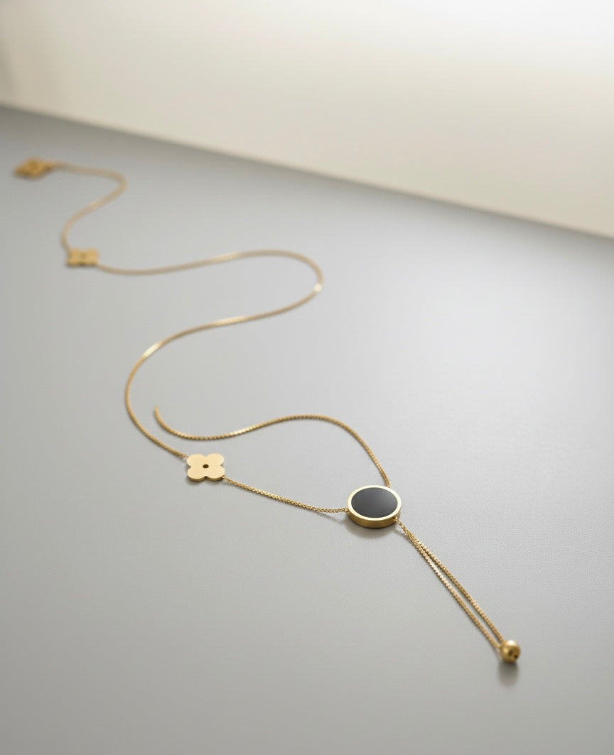 Golden Clover Lariat Pendant