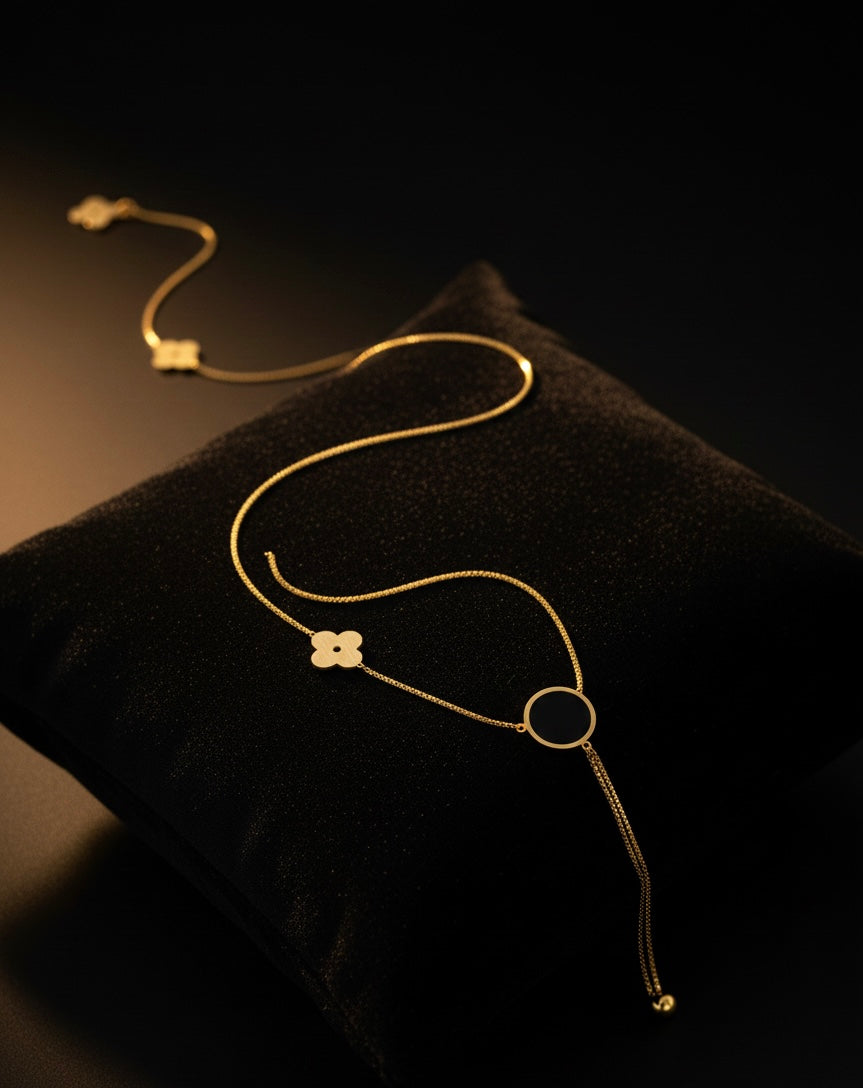 Golden Clover Lariat Pendant
