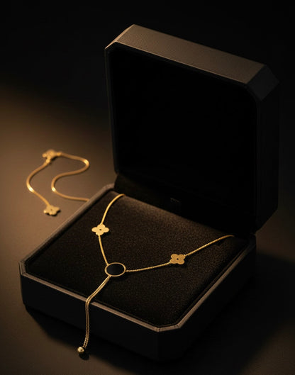Golden Clover Lariat Pendant