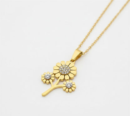 Gold Plated Triple Sun Flower Pendant