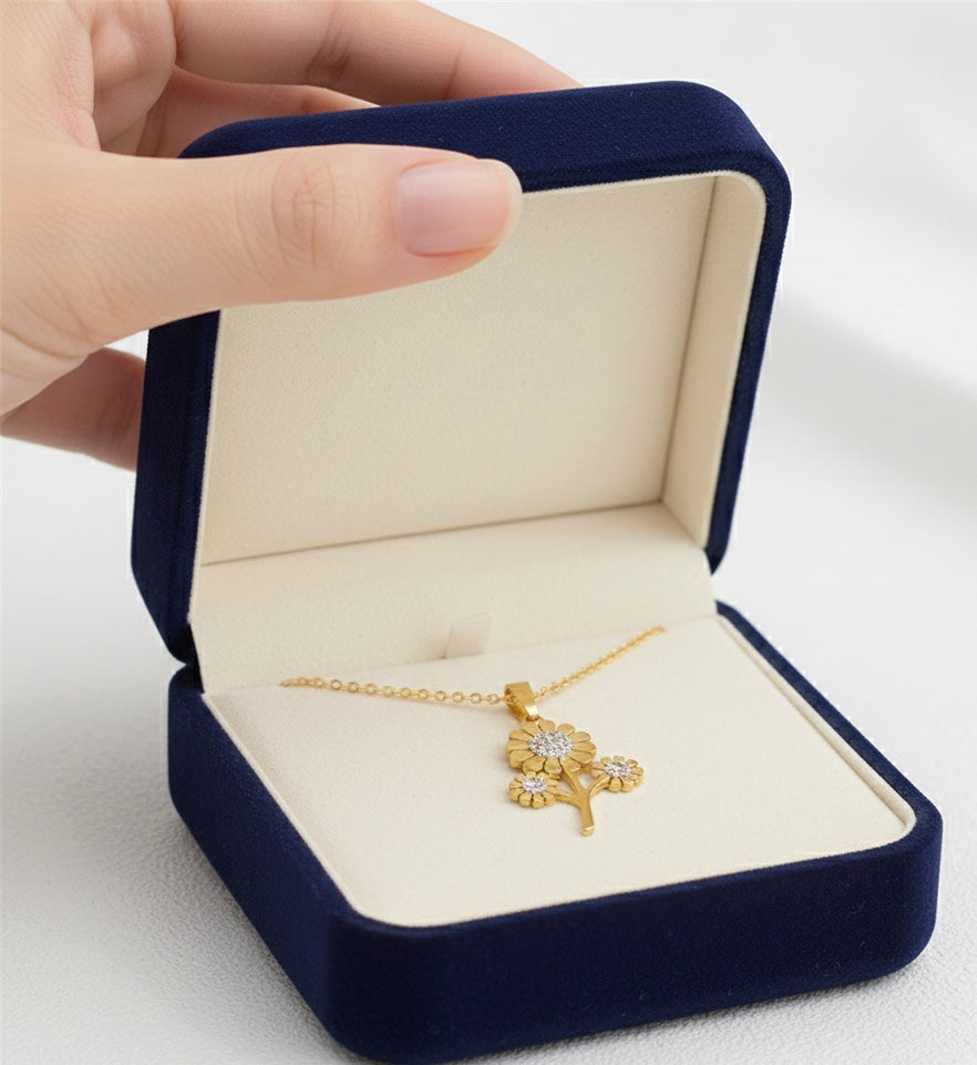 Gold Plated Triple Sun Flower Pendant