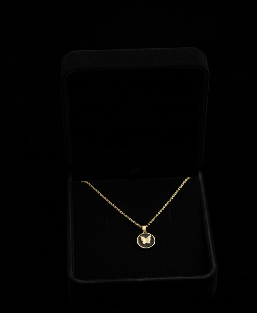 Golden Aura Circle Eclipse Butterfly Pendants