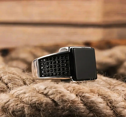 Men’s Square Black Onyx Signet Ring
