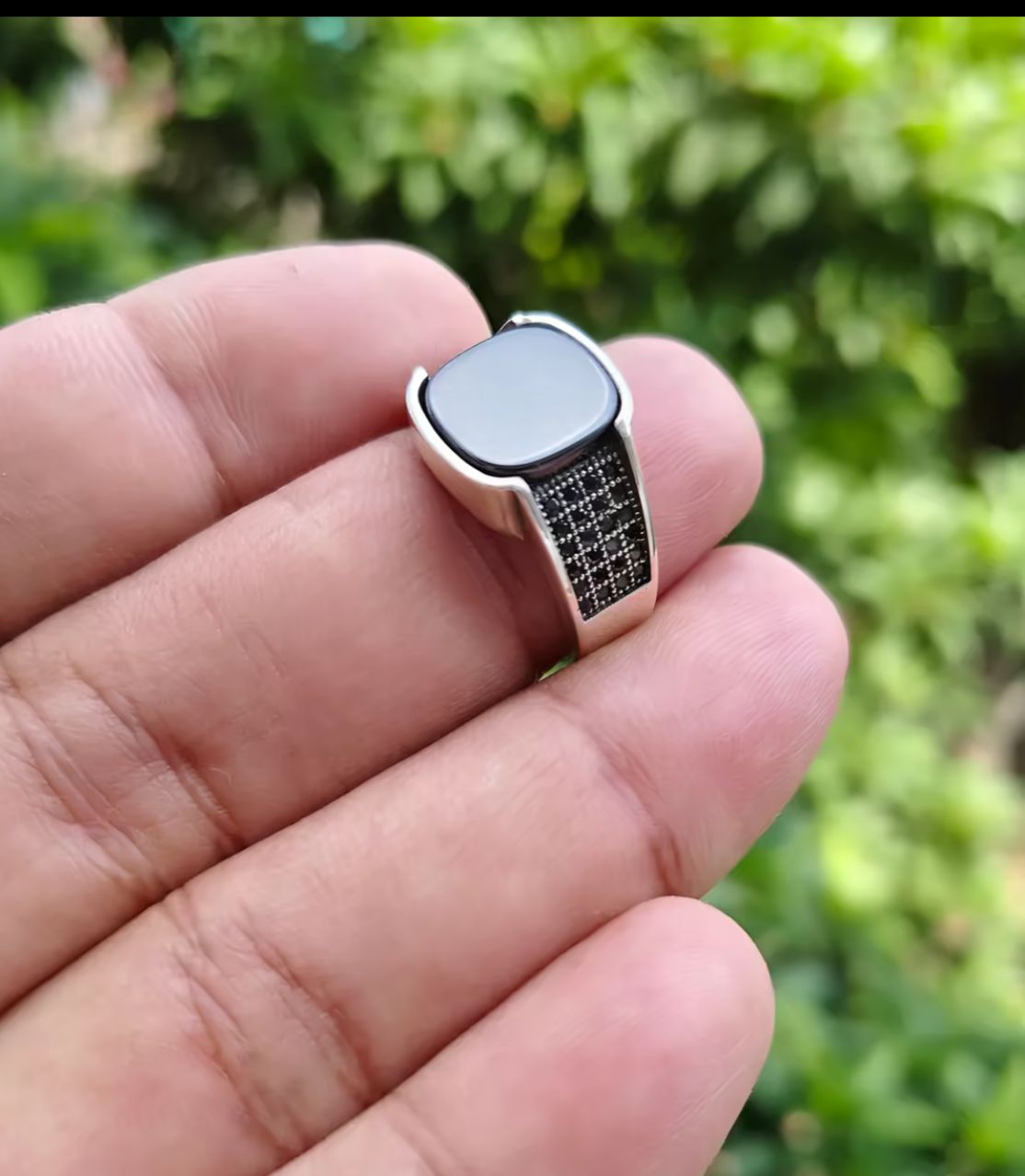 Men’s Square Black Onyx Signet Ring