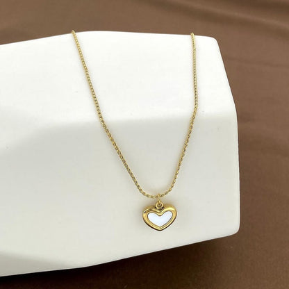 18K Gold Plated Heart Necklace with Shell Inlay