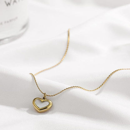 18K Gold Plated Heart Necklace with Shell Inlay