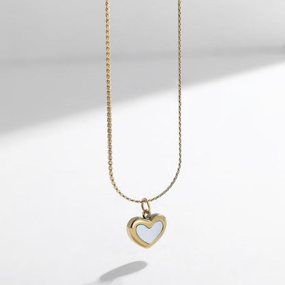 18K Gold Plated Heart Necklace with Shell Inlay