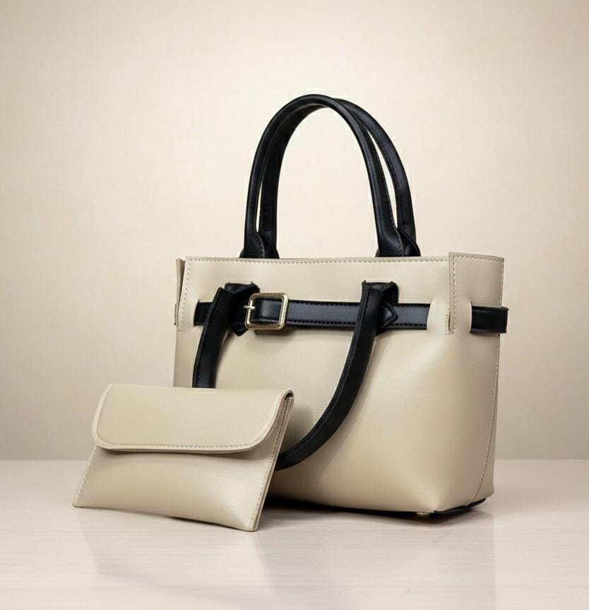 Buckled Belted Tote Bag Set