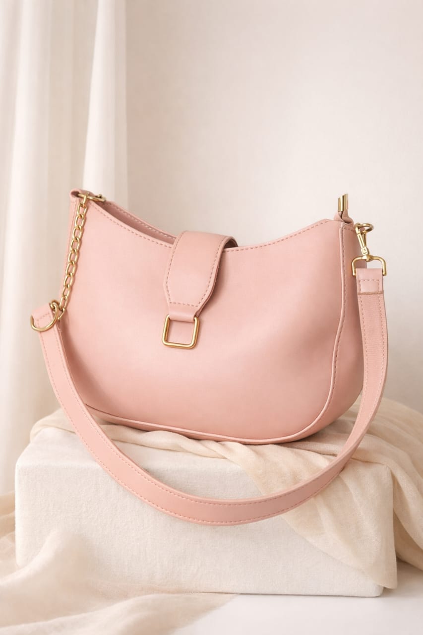 Faux Leather Buckle Shoulder Bag