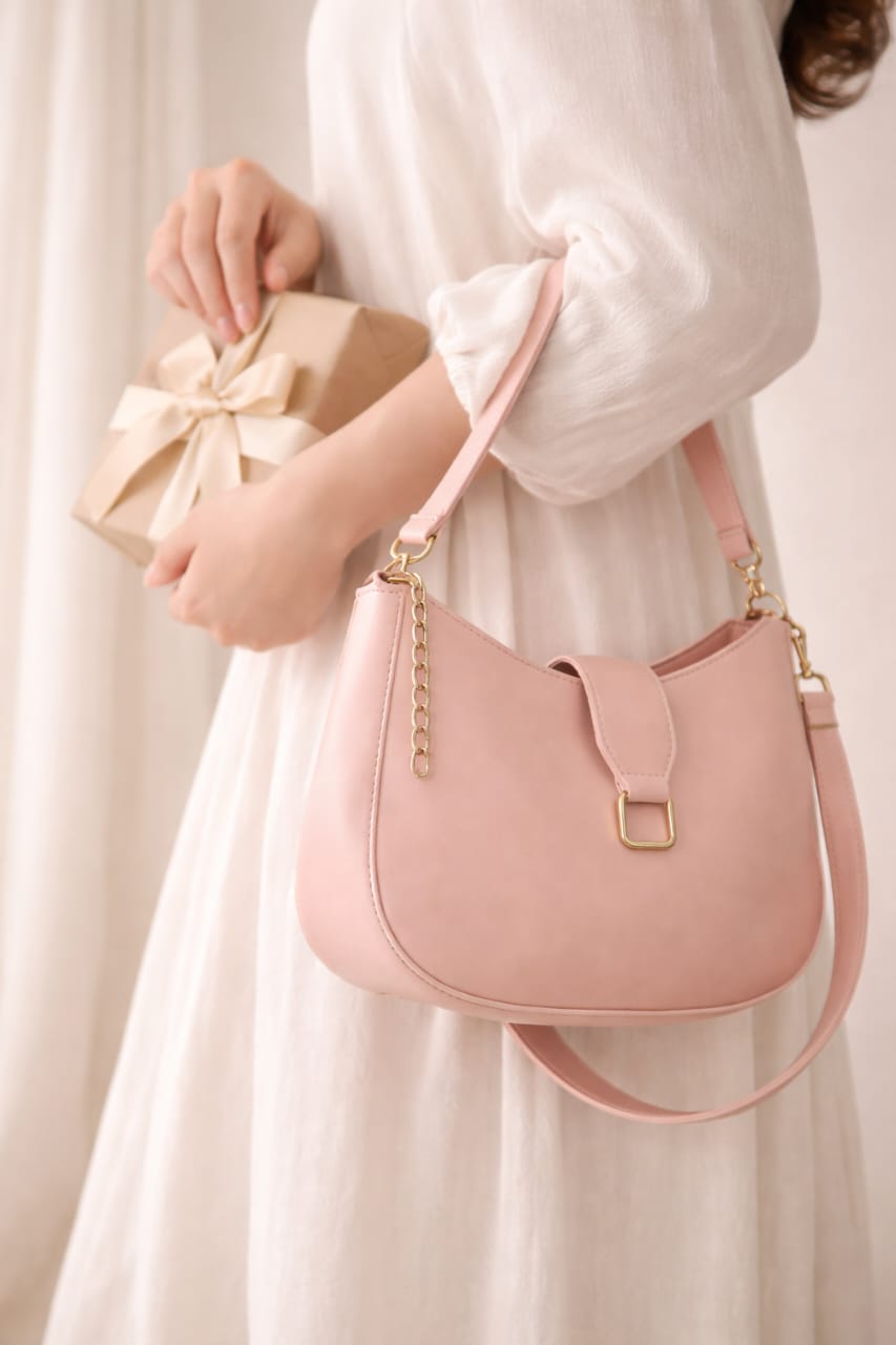 Faux Leather Buckle Shoulder Bag
