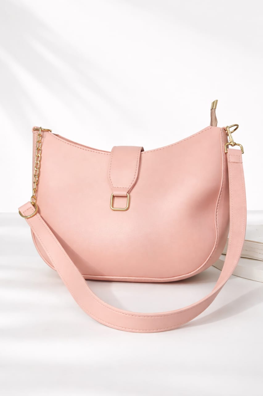 Faux Leather Buckle Shoulder Bag