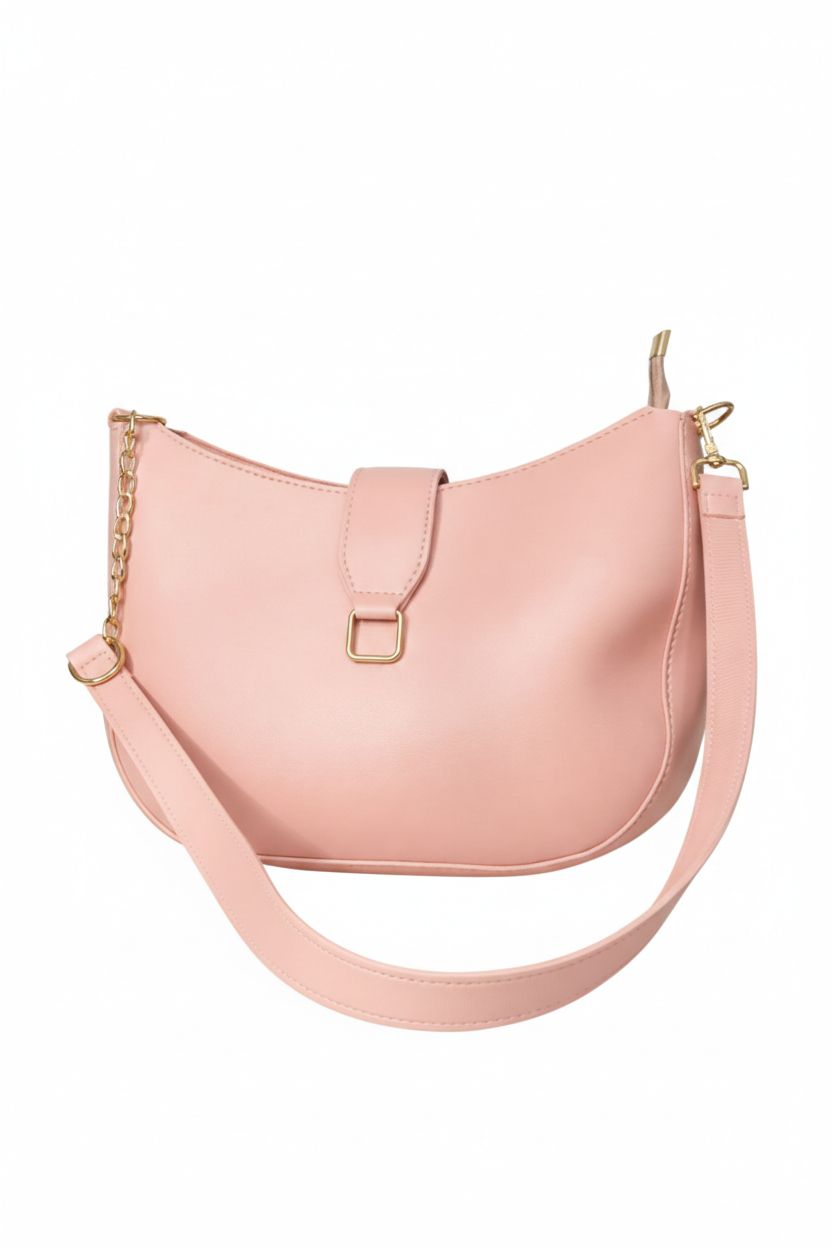 Faux Leather Buckle Shoulder Bag