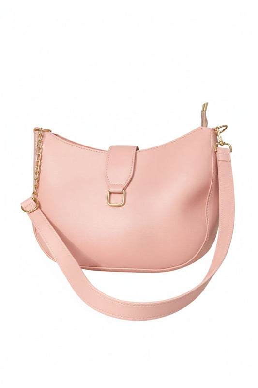 Faux Leather Buckle Shoulder Bag