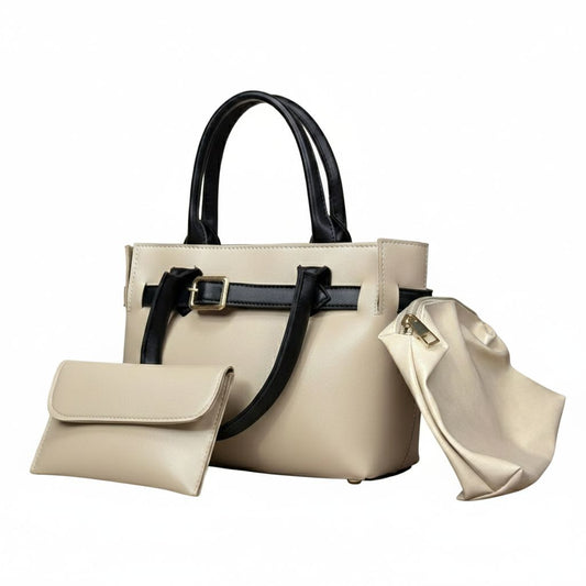 Buckled Belted Tote Bag Set