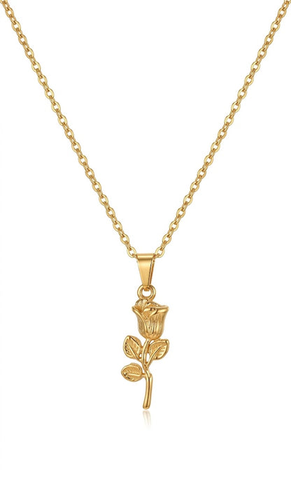 Golden Velvet Rose Anti-Tarnish Necklace