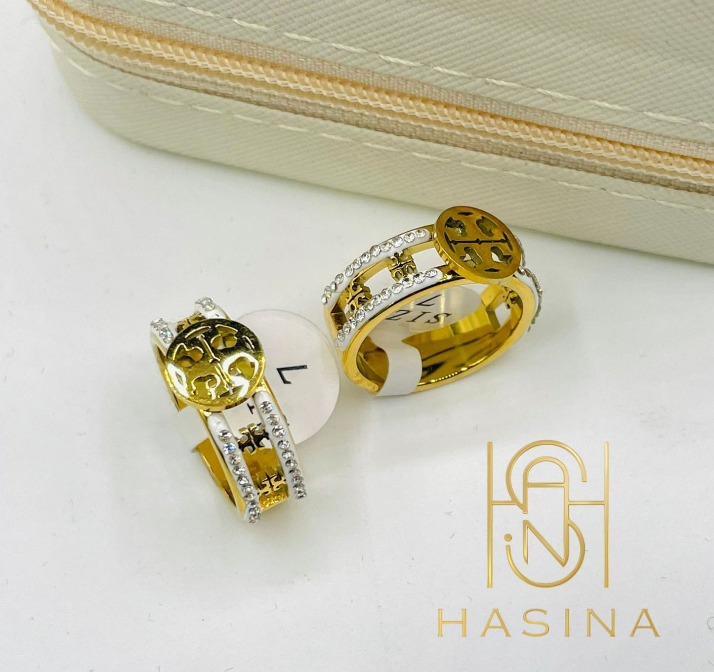 Luxury Dual-Tone Stainless Steel Designer Ring