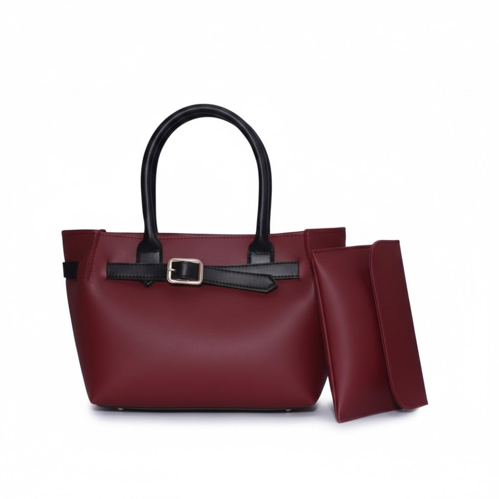Buckled Belted Tote Bag Set