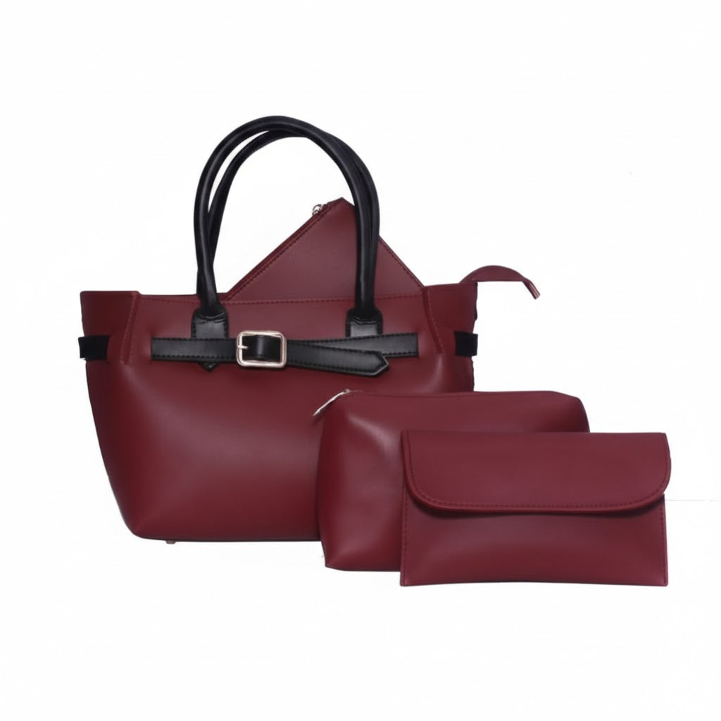 Buckled Belted Tote Bag Set